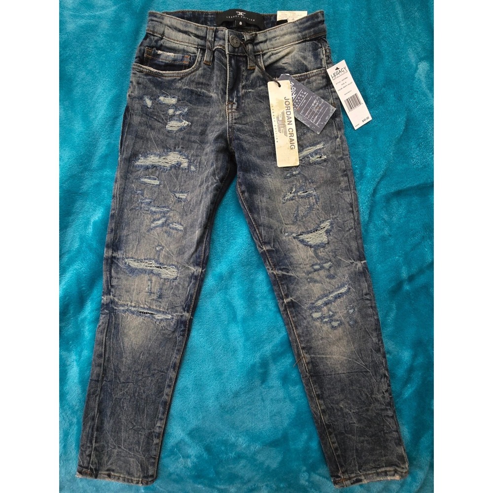 NWT Boys Jordan‎ Craig Legacy Edition Distressed Skinny Stretch Jeans SIZE 8